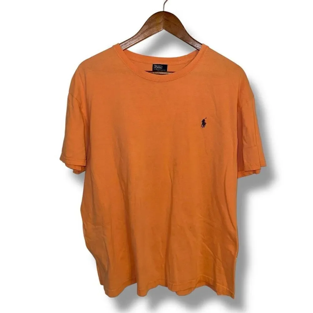 90s Polo Ralph Lauren University Orange Cotton S/S T-Shirt Sz L